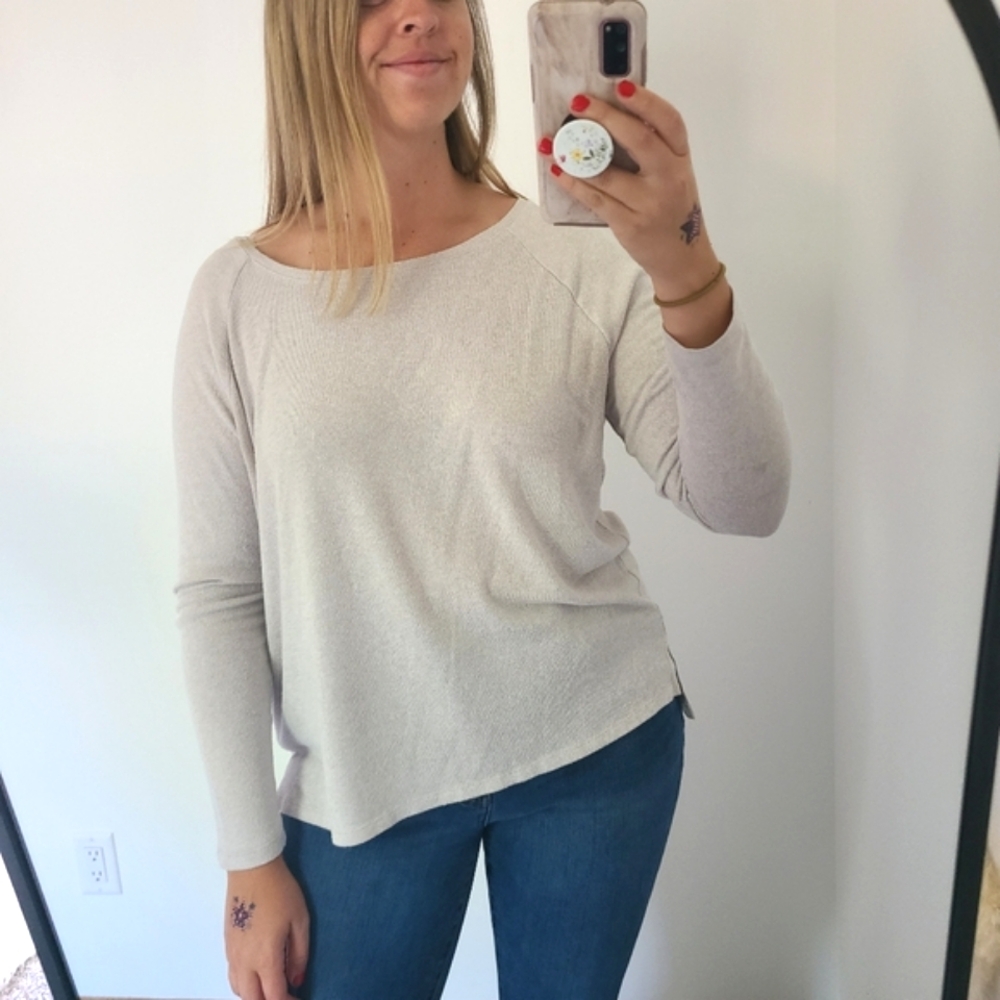 Old Nacy Cream Long Sleeve Scoop Next Top Oversized